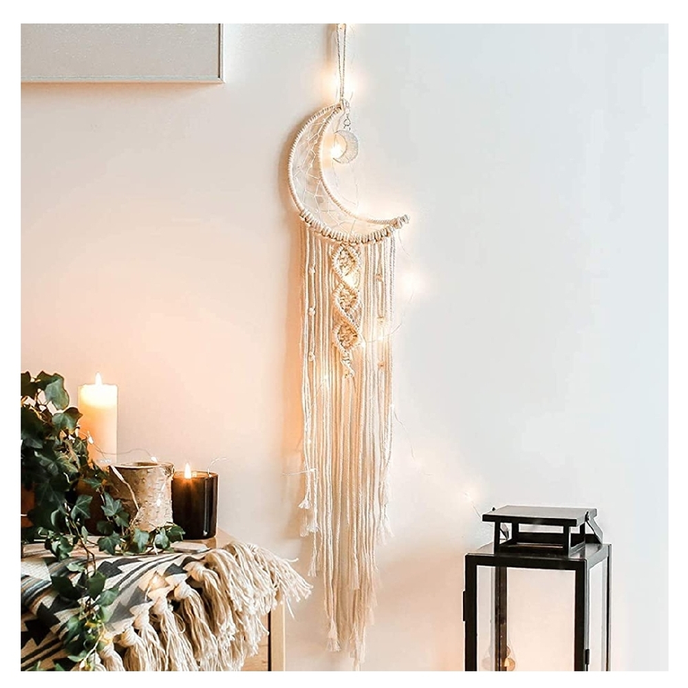 Macrame Woven Wall Hanging Moon Dream Catcher